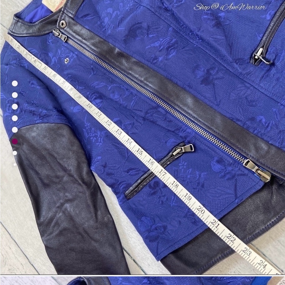 Rebecca Taylor leather floral jacquard zip moto jacket *shop@iamwarrior - Picture 6 of 9